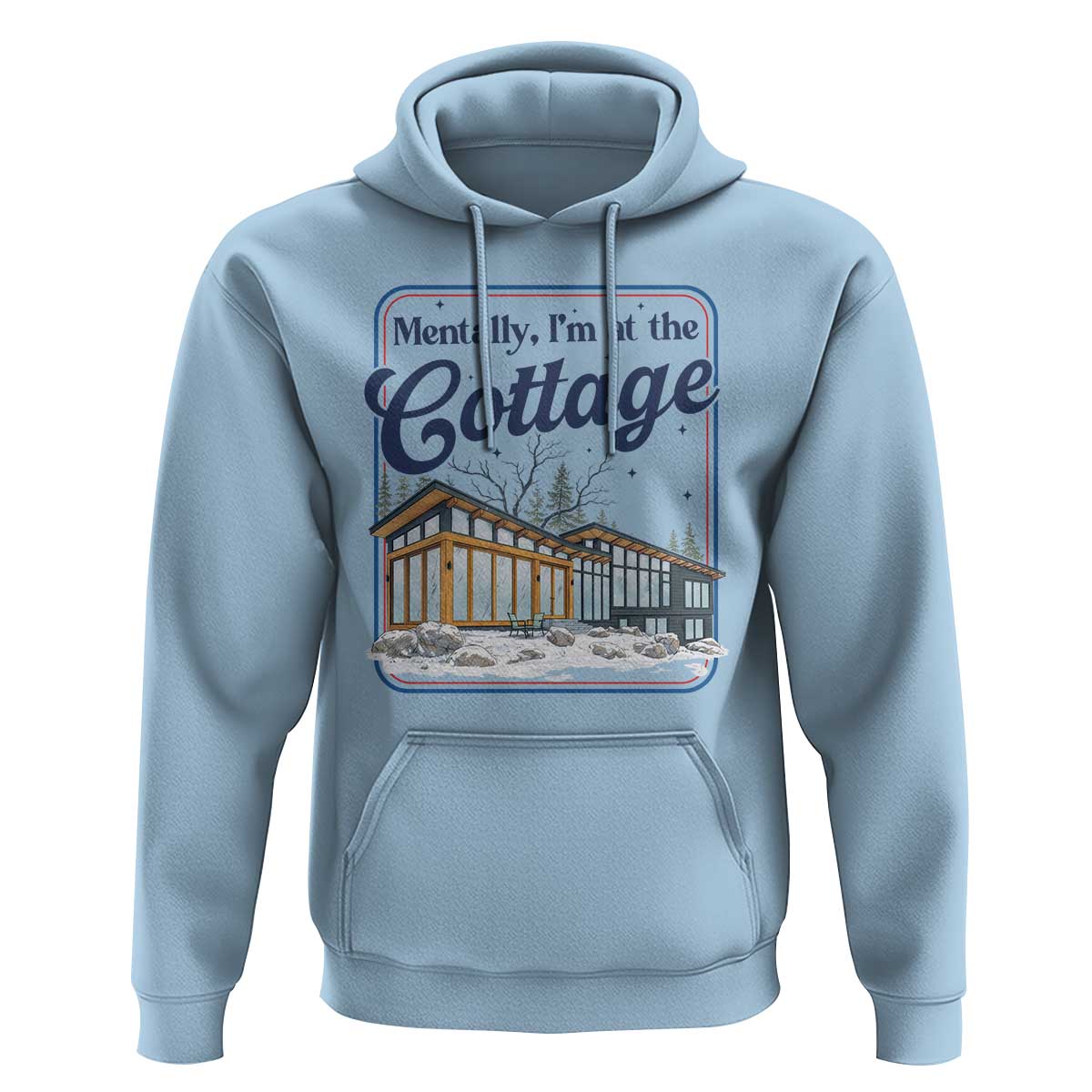 Mentally I'm at the Cottage Hoodie Funny Hockey Romance