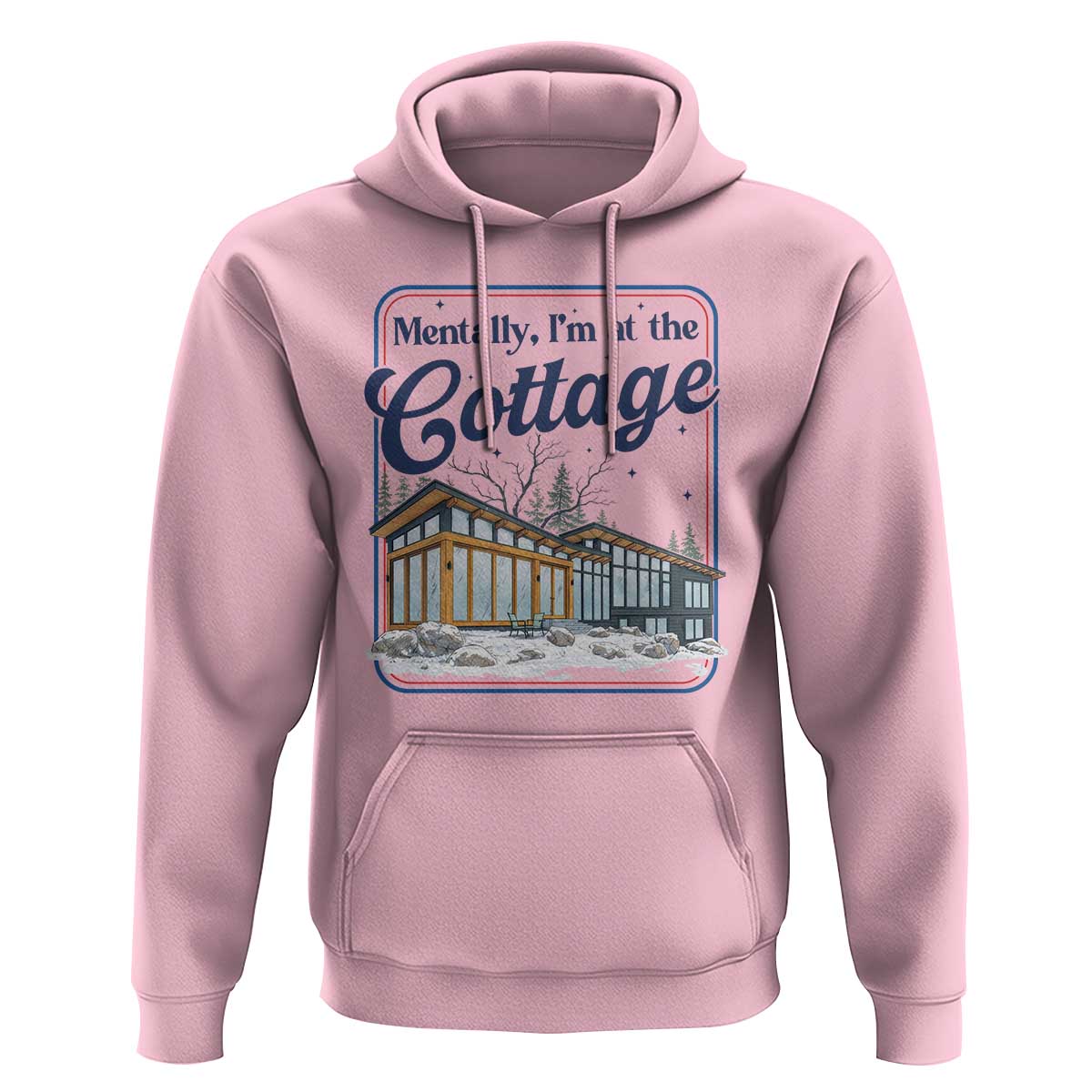 Mentally I'm at the Cottage Hoodie Funny Hockey Romance