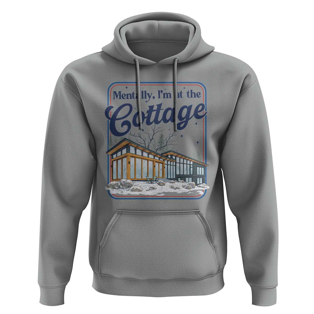 Mentally I'm at the Cottage Hoodie Funny Hockey Romance