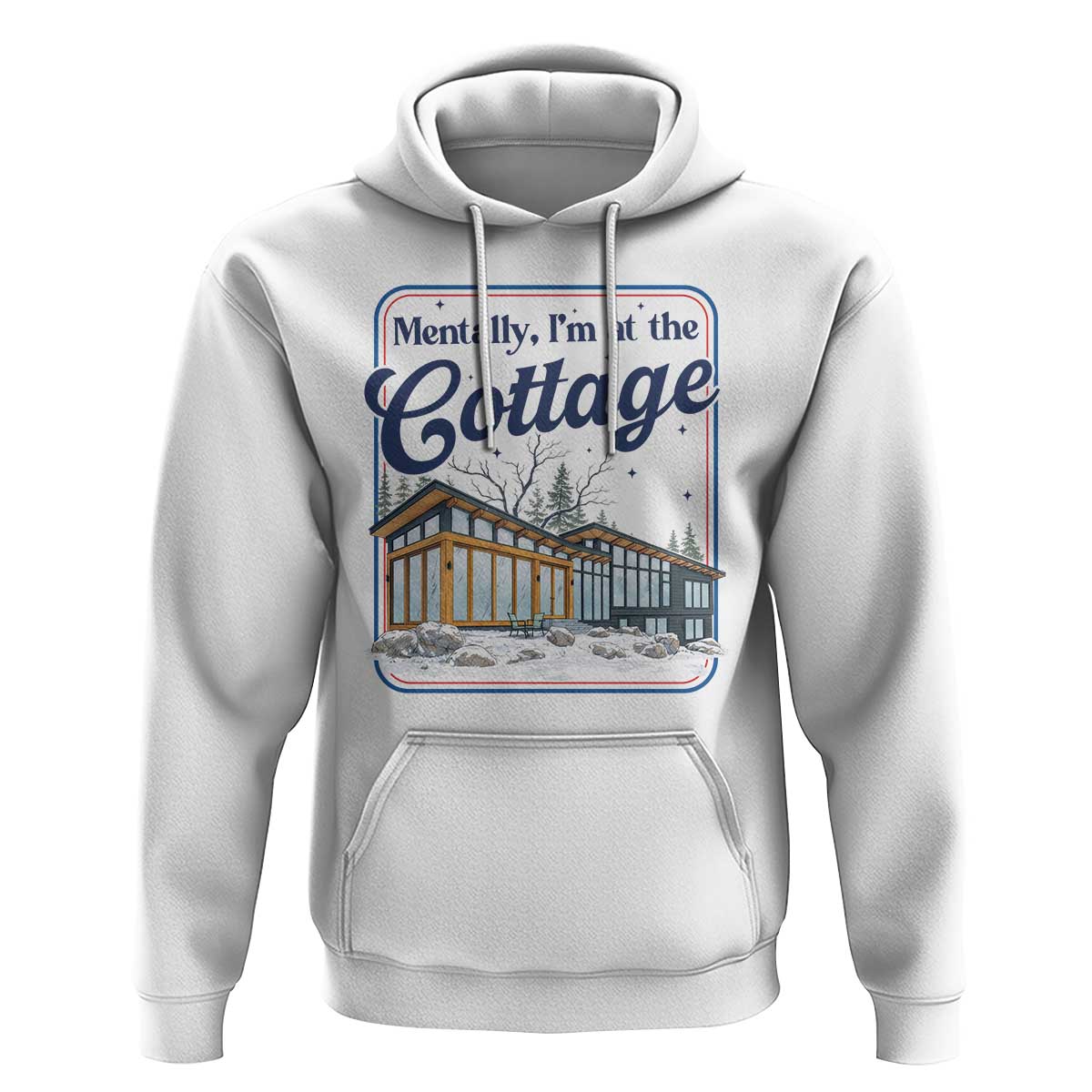 Mentally I'm at the Cottage Hoodie Funny Hockey Romance