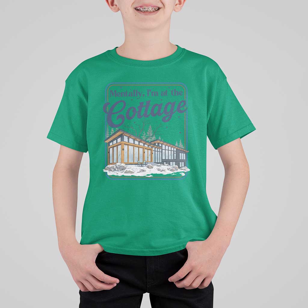 Mentally I'm at the Cottage T Shirt For Kid Funny Hockey Romance