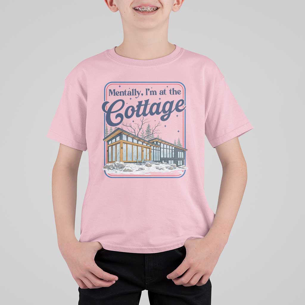 Mentally I'm at the Cottage T Shirt For Kid Funny Hockey Romance
