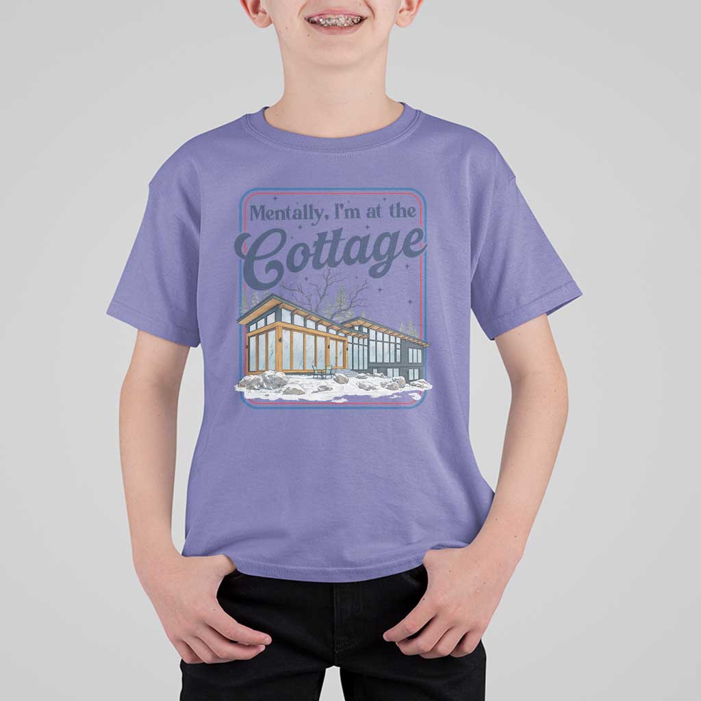 Mentally I'm at the Cottage T Shirt For Kid Funny Hockey Romance