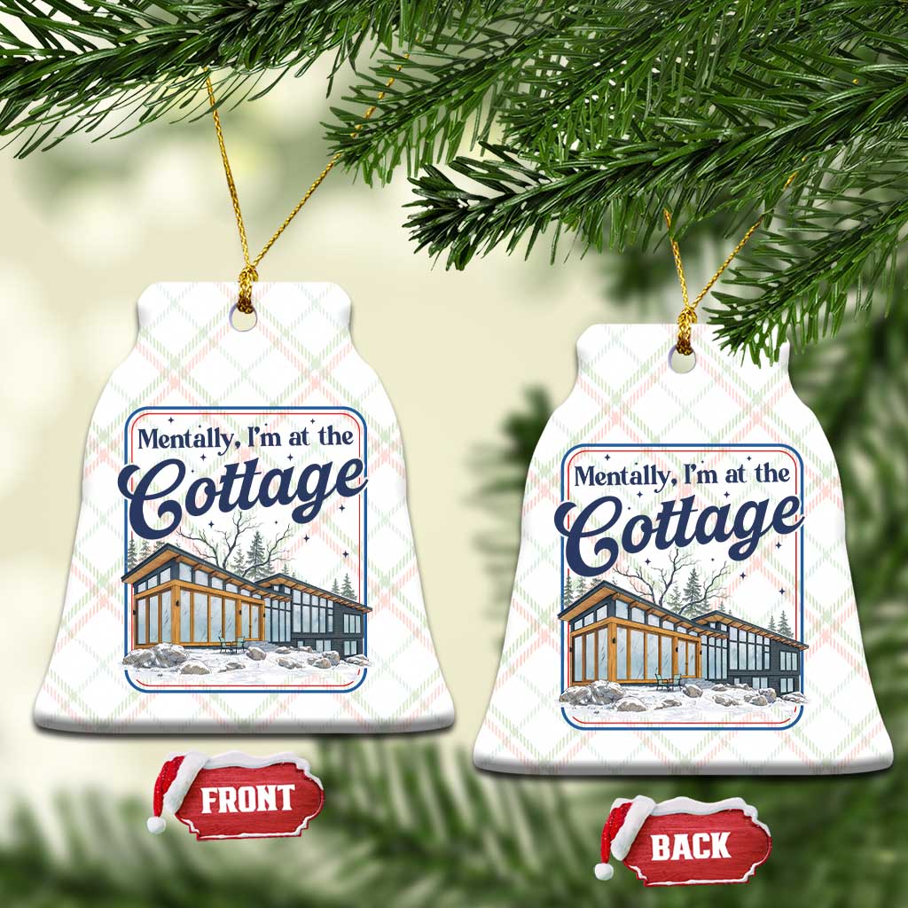 Mentally I'm at the Cottage Ceramic Ornament Funny Hockey Romance