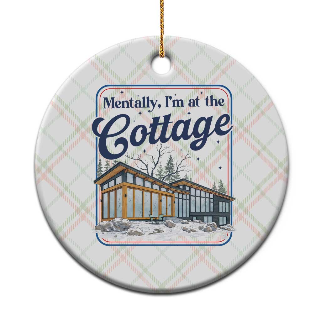Mentally I'm at the Cottage Ceramic Ornament Funny Hockey Romance
