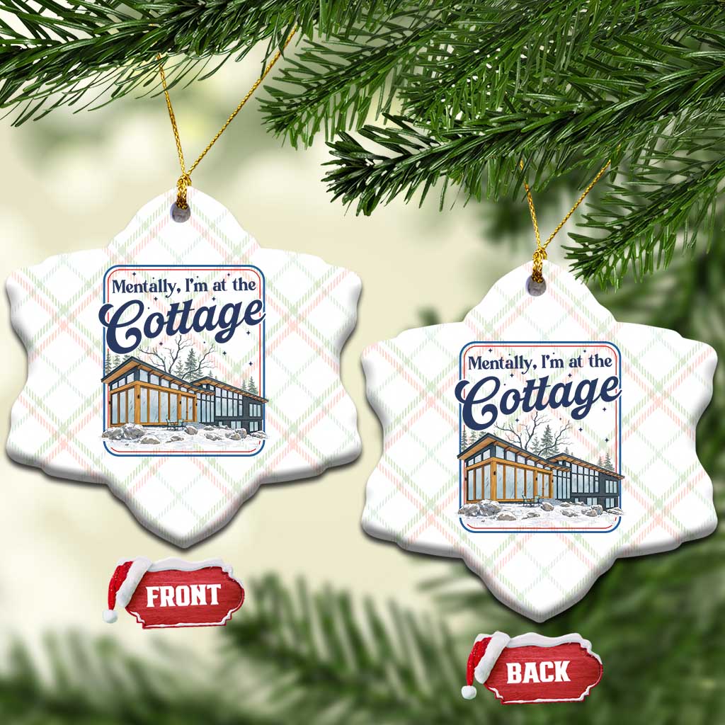 Mentally I'm at the Cottage Ceramic Ornament Funny Hockey Romance