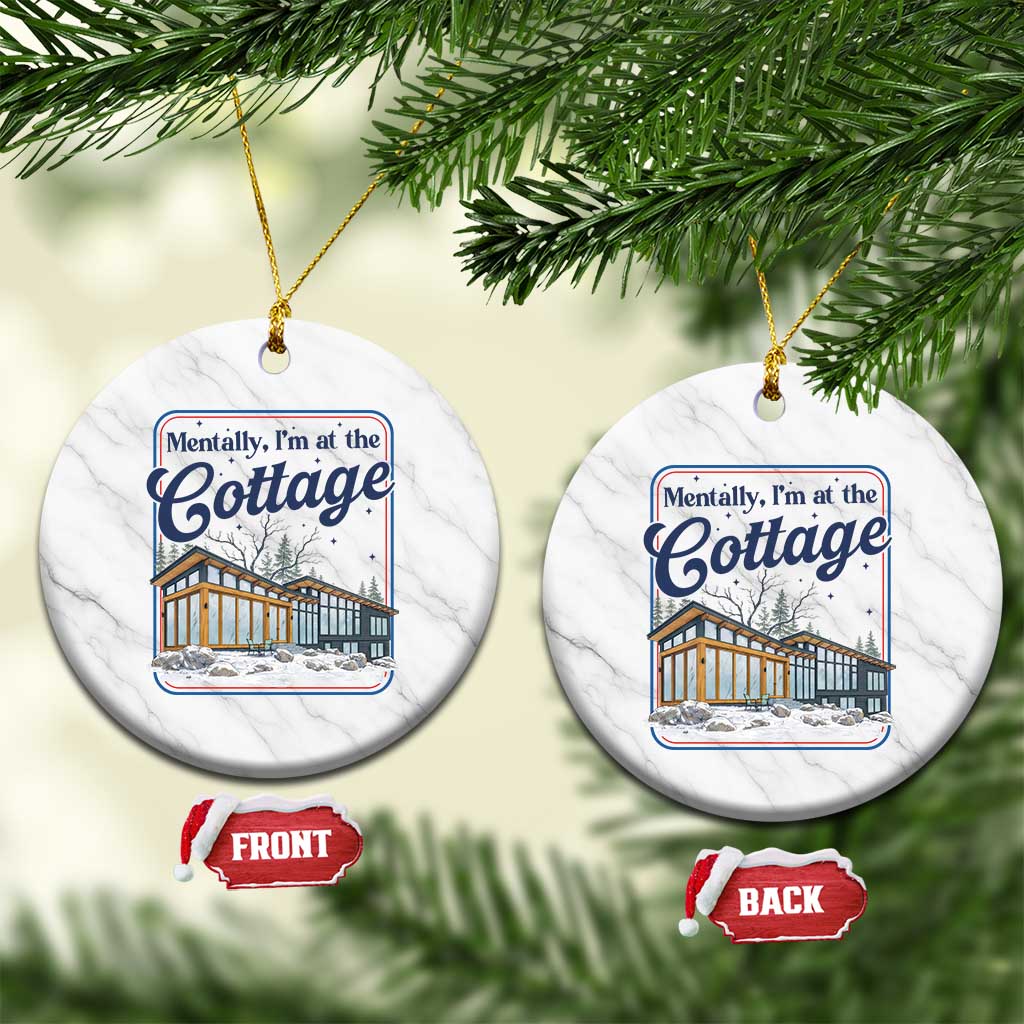 Mentally I'm at the Cottage Ceramic Ornament Funny Hockey Romance