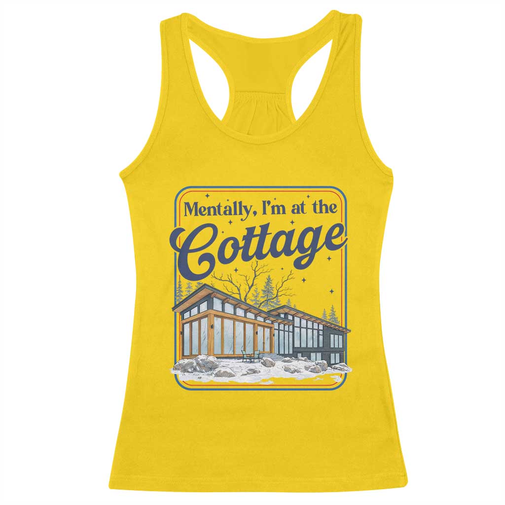 Mentally I'm at the Cottage Racerback Tank Top Funny Hockey Romance