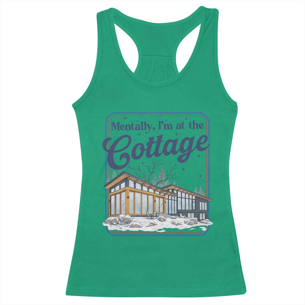 Mentally I'm at the Cottage Racerback Tank Top Funny Hockey Romance