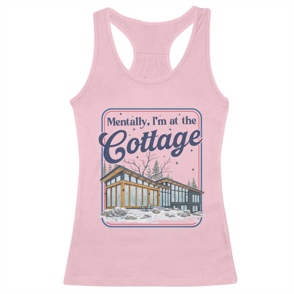 Mentally I'm at the Cottage Racerback Tank Top Funny Hockey Romance
