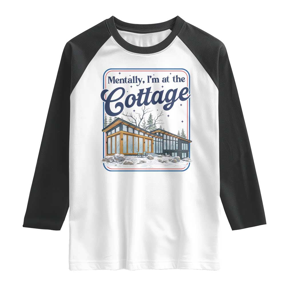 Mentally I'm at the Cottage Raglan Shirt Funny Hockey Romance