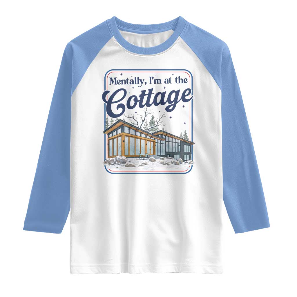 Mentally I'm at the Cottage Raglan Shirt Funny Hockey Romance