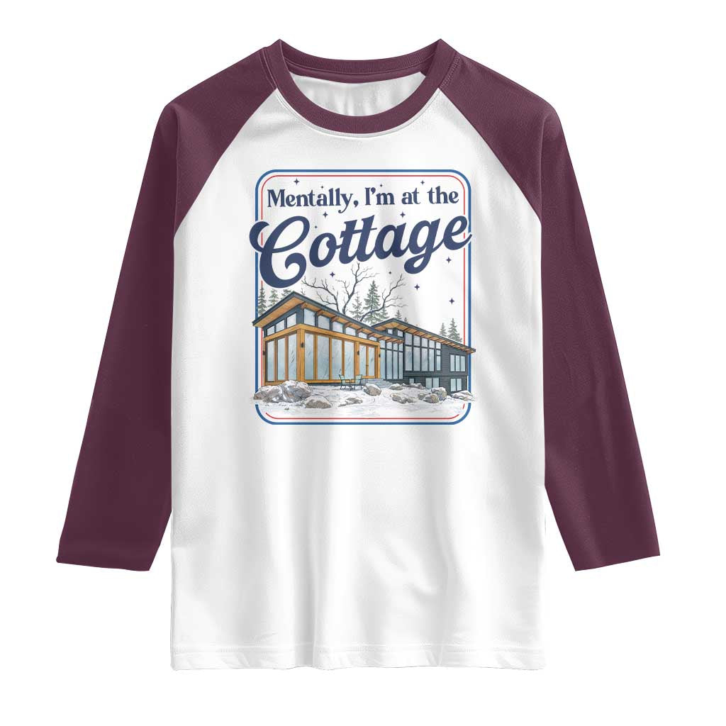 Mentally I'm at the Cottage Raglan Shirt Funny Hockey Romance