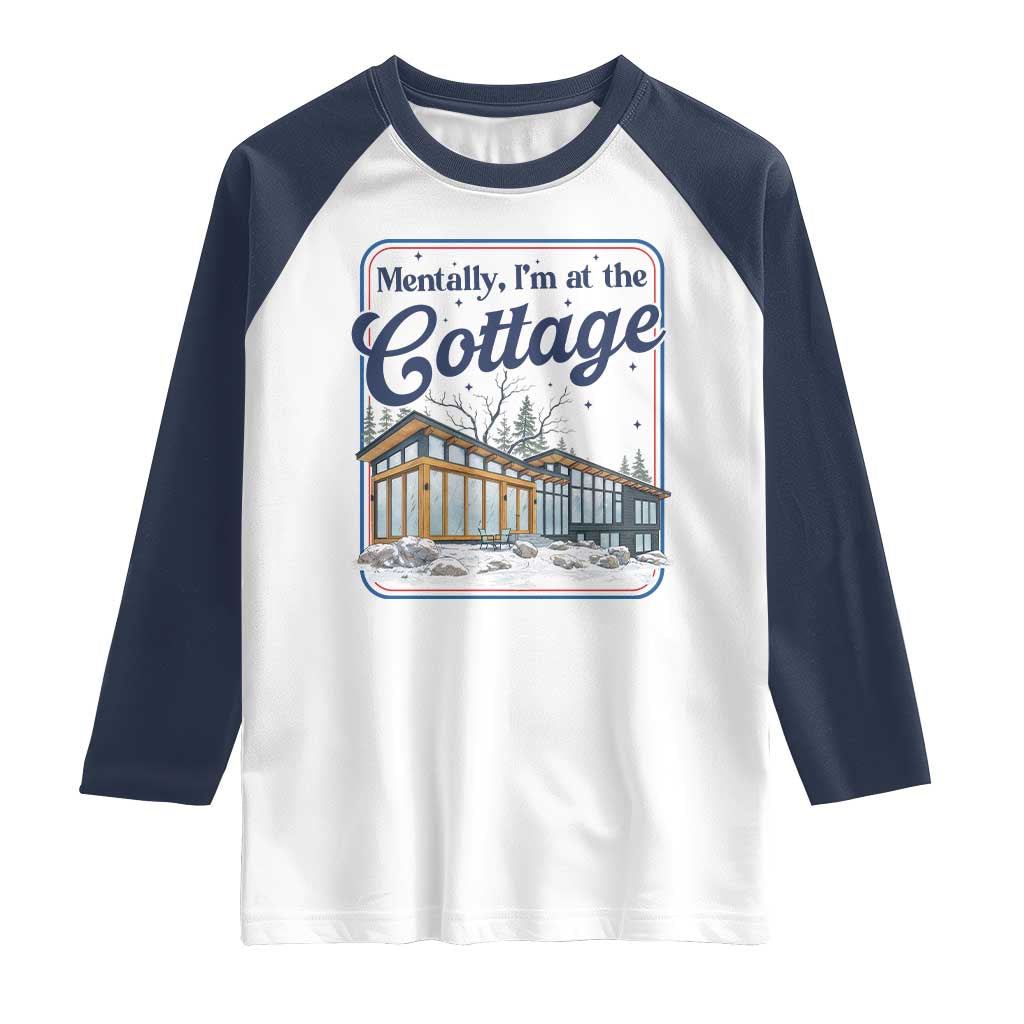 Mentally I'm at the Cottage Raglan Shirt Funny Hockey Romance