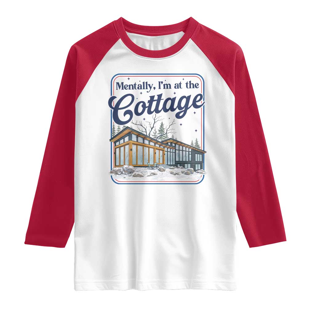 Mentally I'm at the Cottage Raglan Shirt Funny Hockey Romance