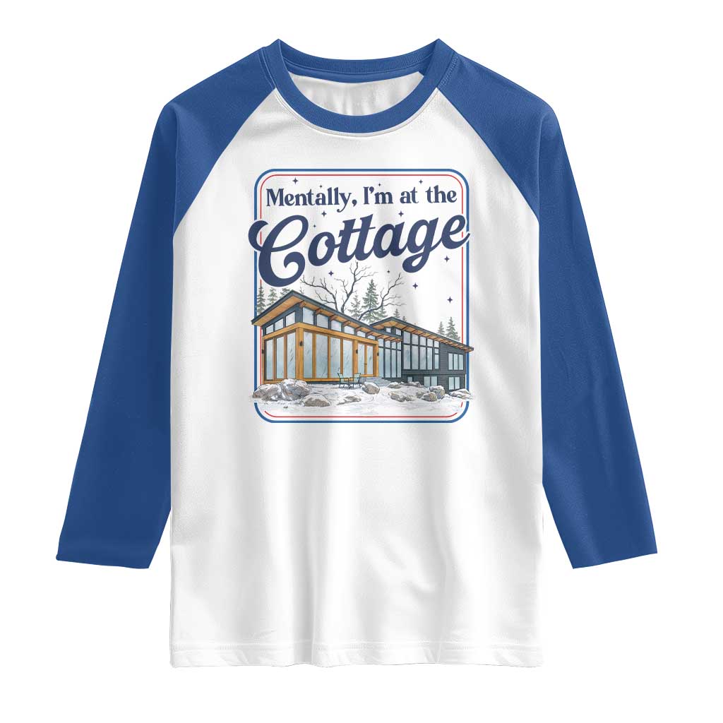 Mentally I'm at the Cottage Raglan Shirt Funny Hockey Romance