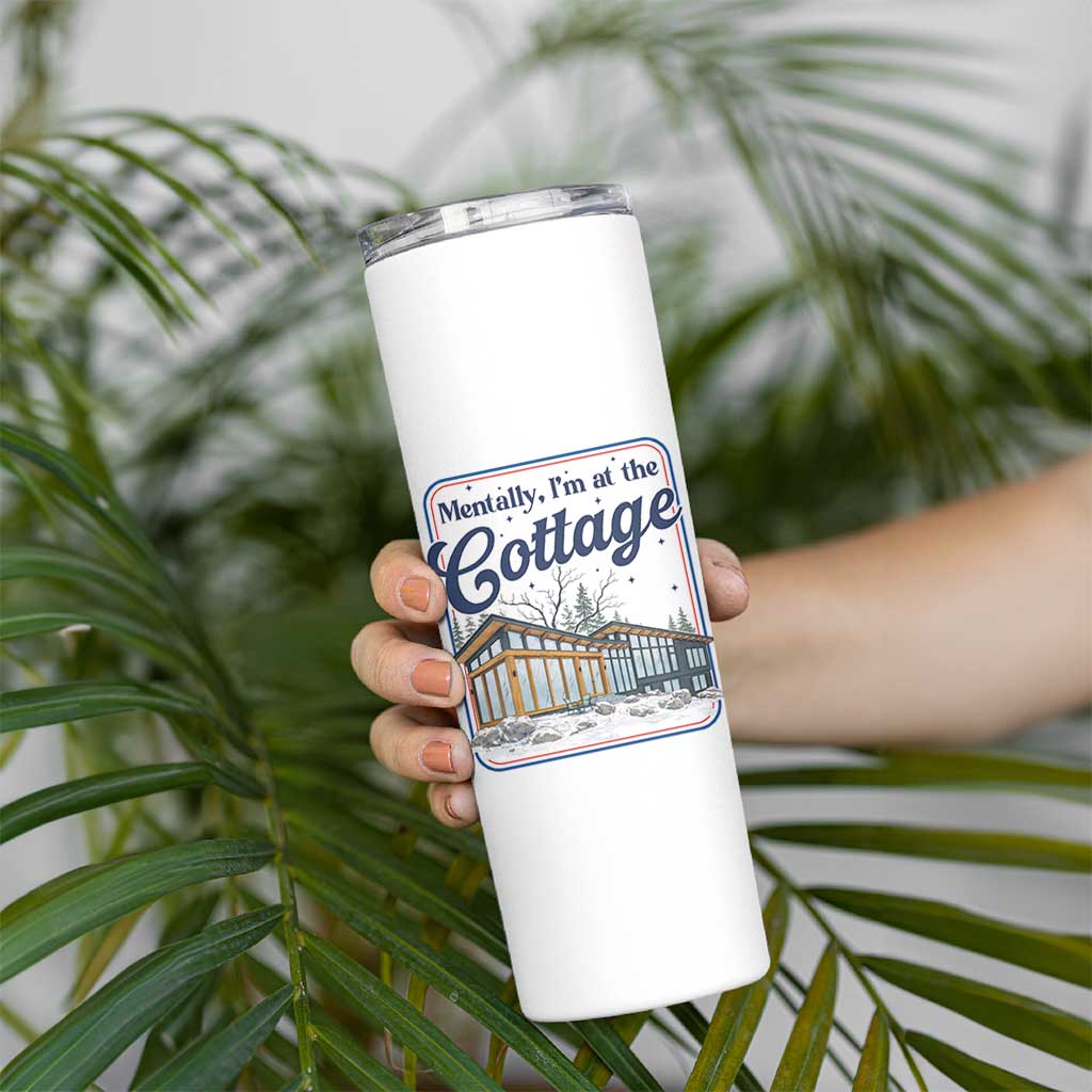 Mentally I'm at the Cottage Skinny Tumbler Funny Hockey Romance