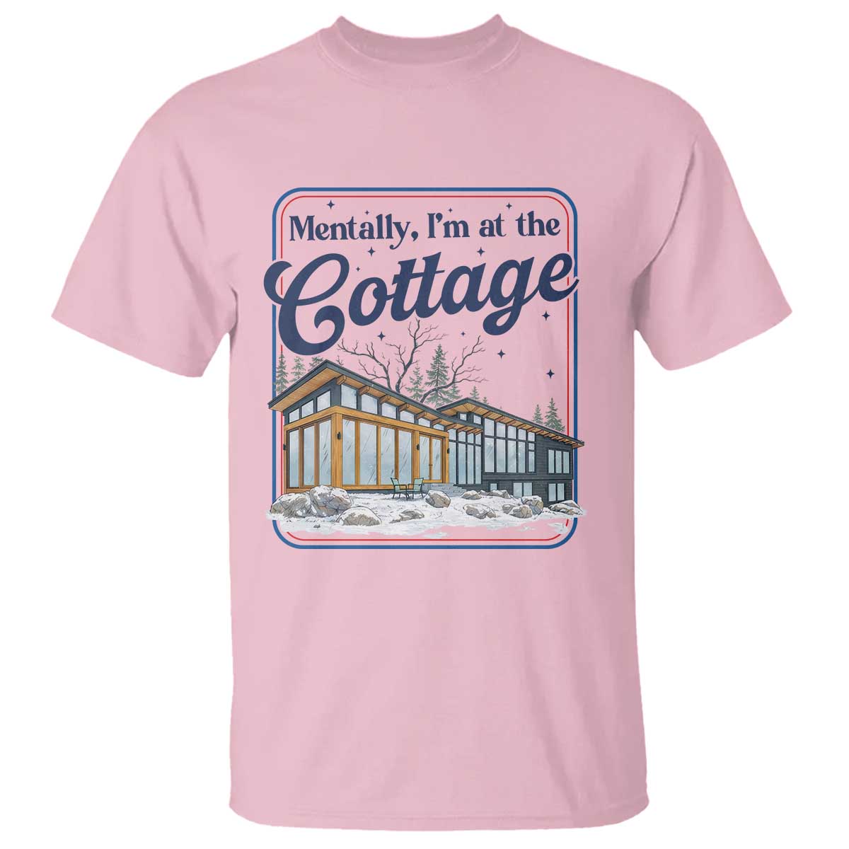 Mentally I'm at the Cottage T Shirt Funny Hockey Romance