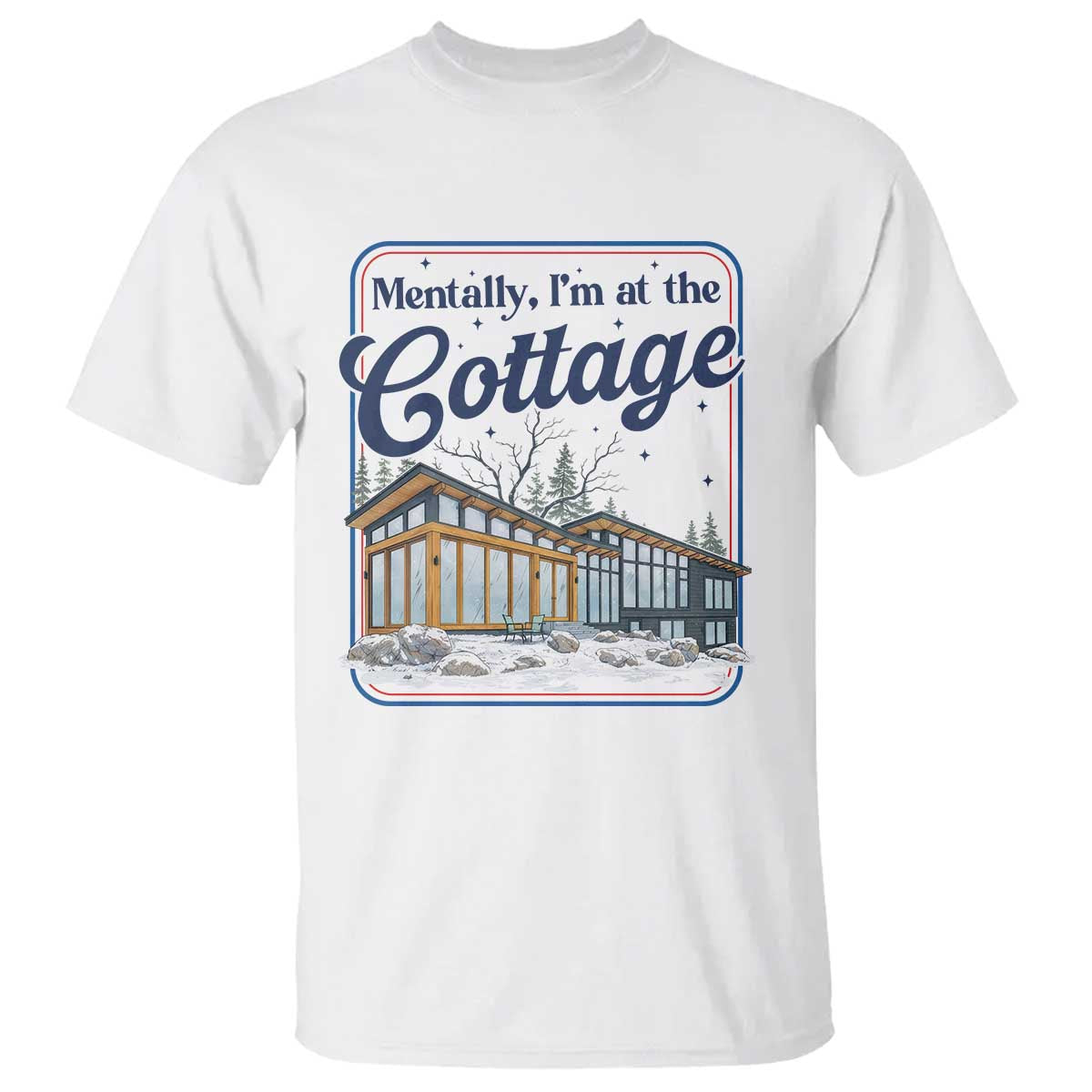 Mentally I'm at the Cottage T Shirt Funny Hockey Romance