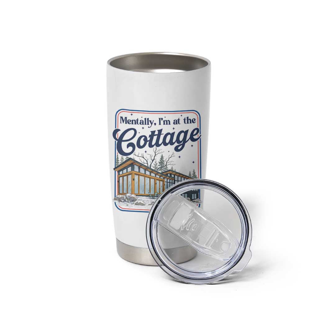 Mentally I'm at the Cottage Tumbler Cup Funny Hockey Romance