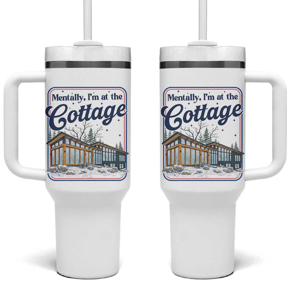 Mentally I'm at the Cottage Tumbler With Handle Funny Hockey Romance