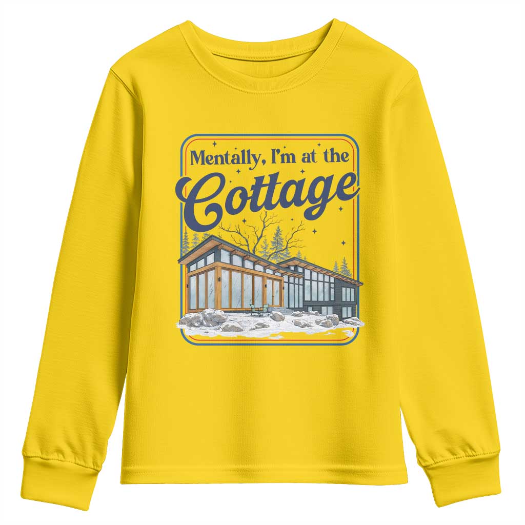Mentally I'm at the Cottage Youth Sweatshirt Funny Hockey Romance