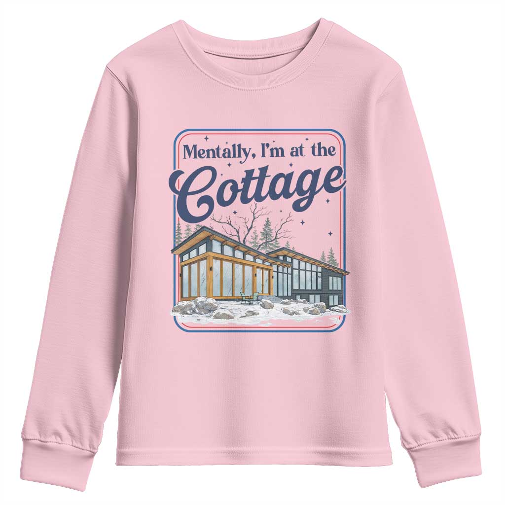 Mentally I'm at the Cottage Youth Sweatshirt Funny Hockey Romance