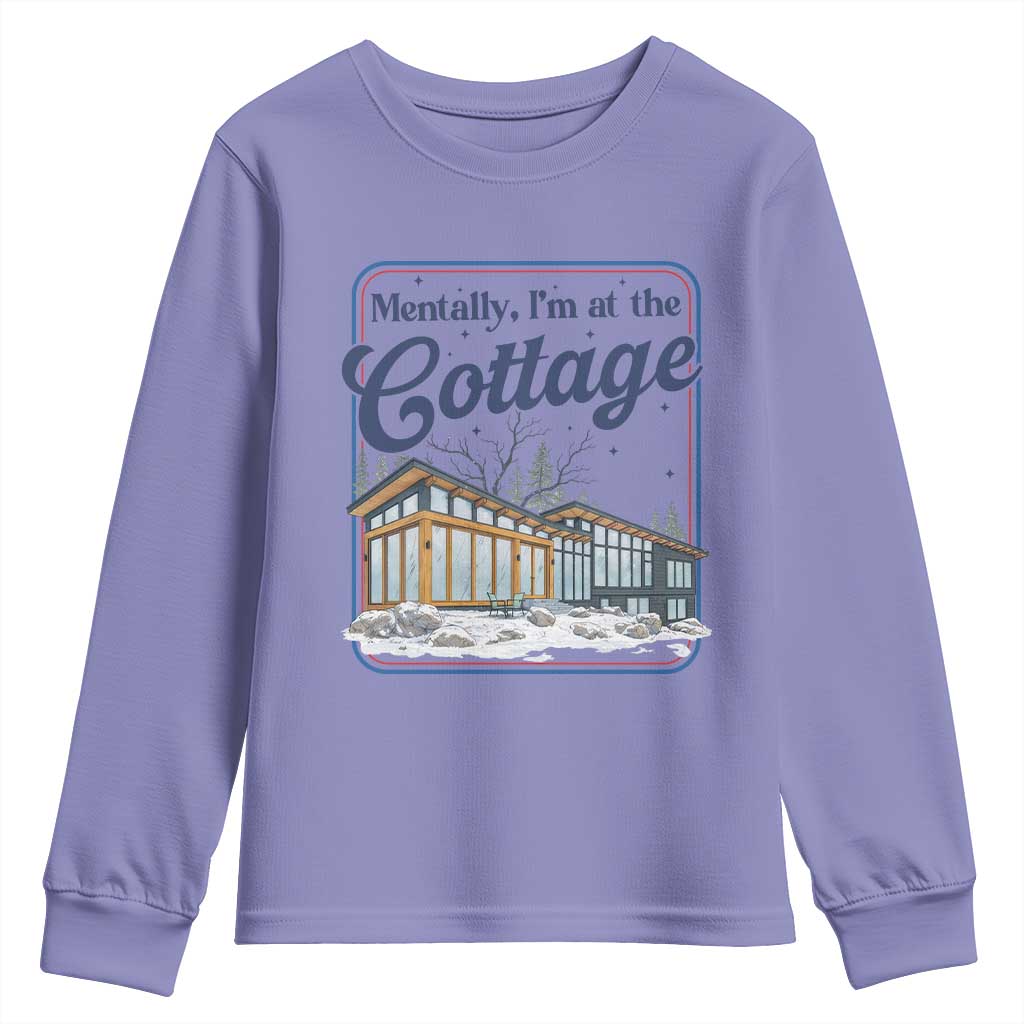 Mentally I'm at the Cottage Youth Sweatshirt Funny Hockey Romance