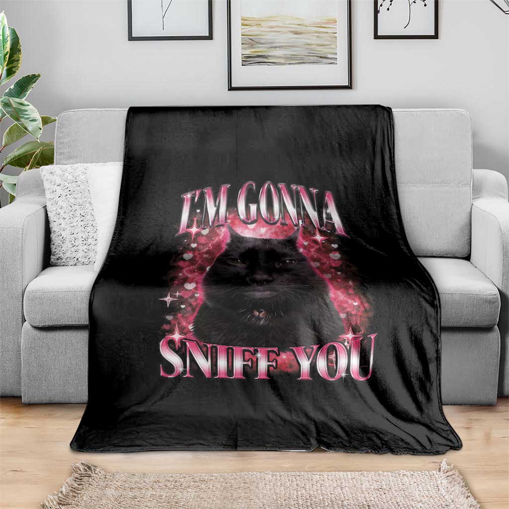 I'm Gonna Sniff You Throw Blanket Funny Black Cat Meme