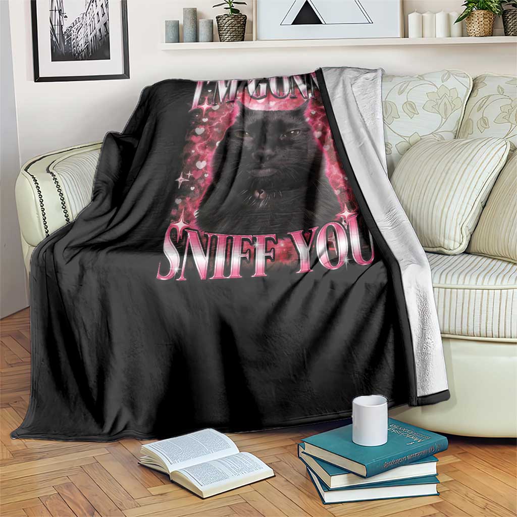 I'm Gonna Sniff You Throw Blanket Funny Black Cat Meme