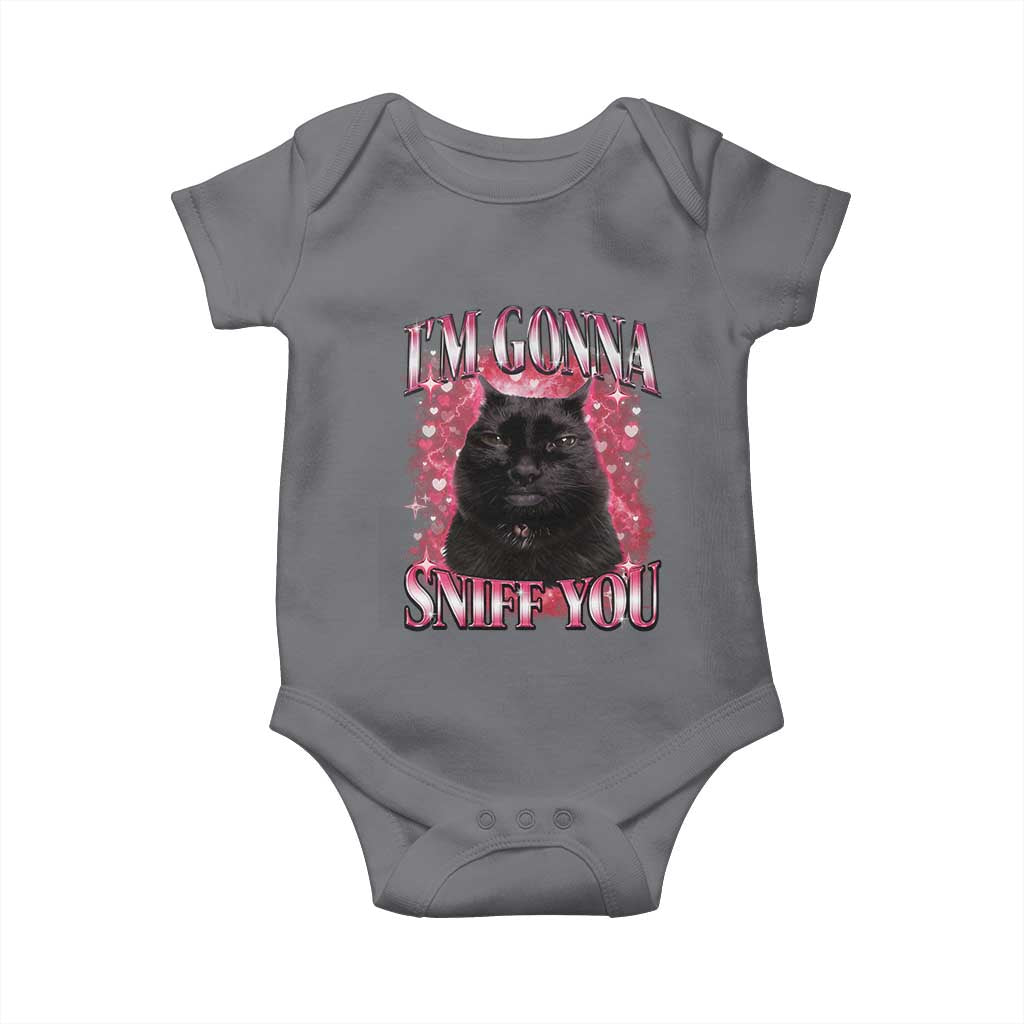 I'm Gonna Sniff You Baby Onesie Funny Black Cat Meme