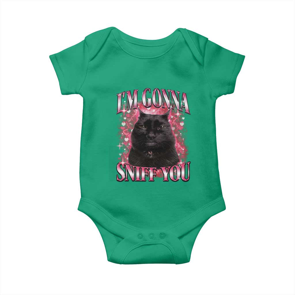 I'm Gonna Sniff You Baby Onesie Funny Black Cat Meme