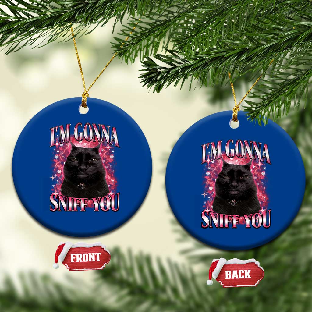 I'm Gonna Sniff You Ceramic Ornament Funny Black Cat Meme