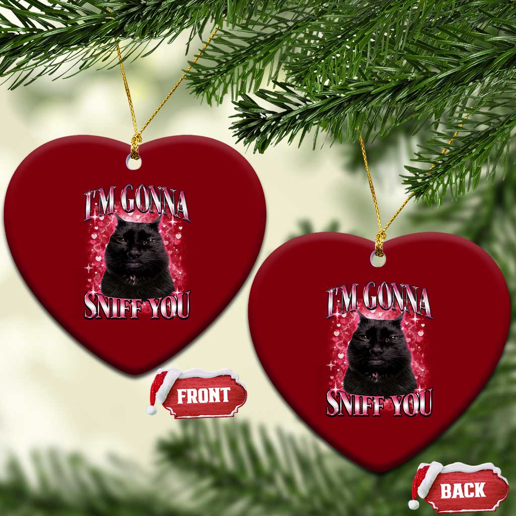 I'm Gonna Sniff You Ceramic Ornament Funny Black Cat Meme