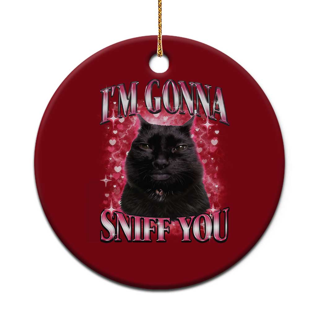 I'm Gonna Sniff You Ceramic Ornament Funny Black Cat Meme