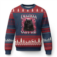 I'm Gonna Sniff You Ugly Christmas Sweater Funny Black Cat Meme