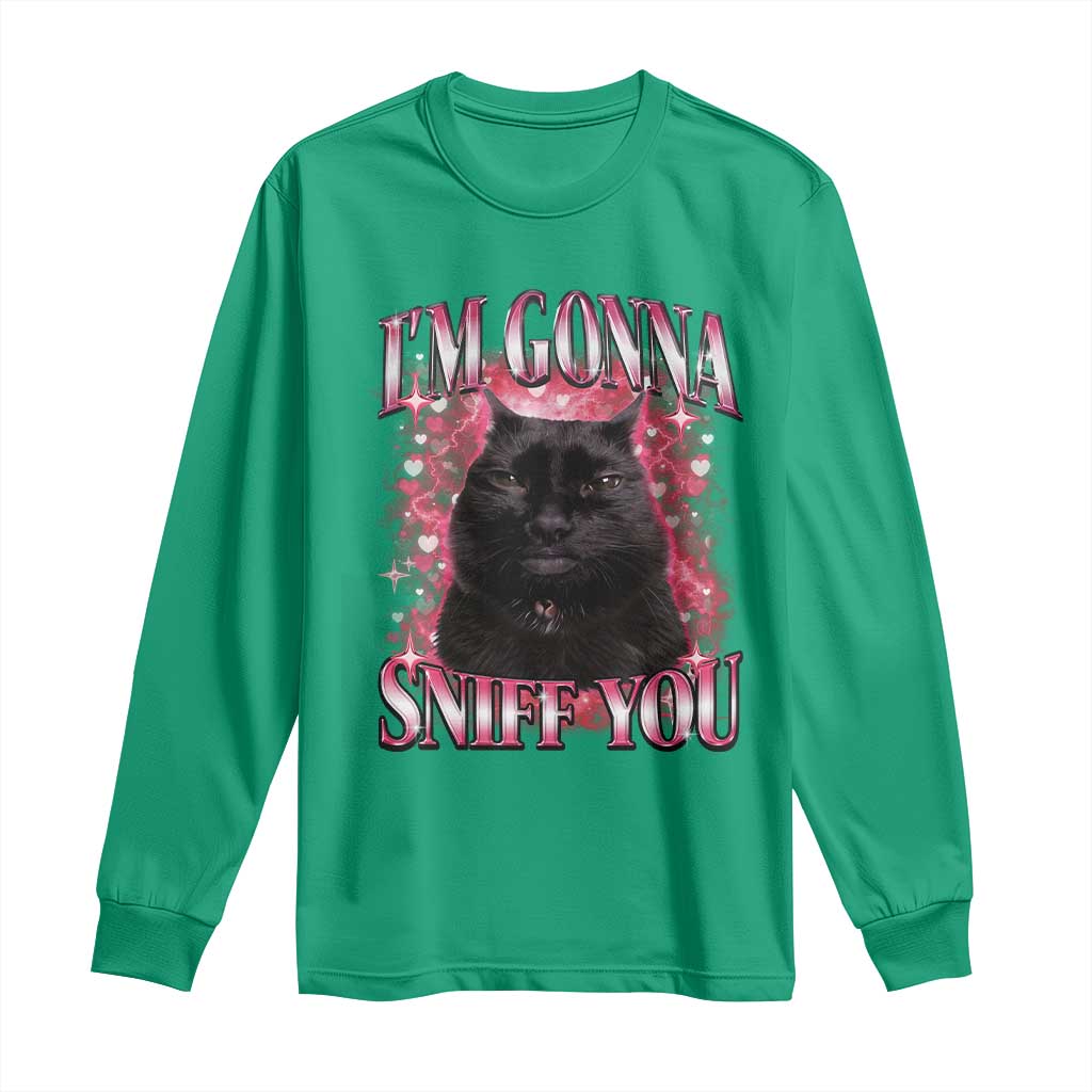I'm Gonna Sniff You Long Sleeve Shirt Funny Black Cat Meme