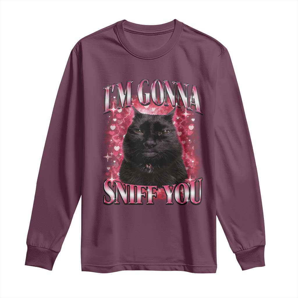 I'm Gonna Sniff You Long Sleeve Shirt Funny Black Cat Meme