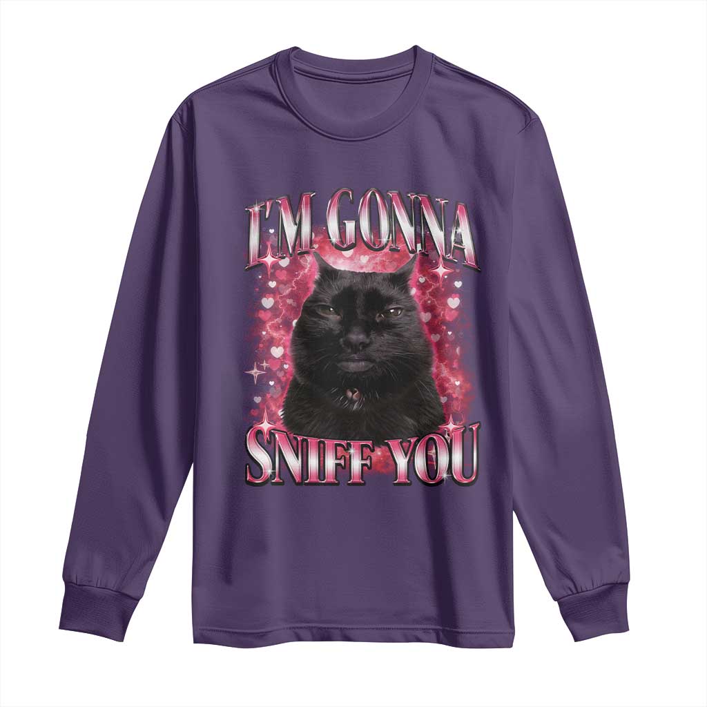 I'm Gonna Sniff You Long Sleeve Shirt Funny Black Cat Meme