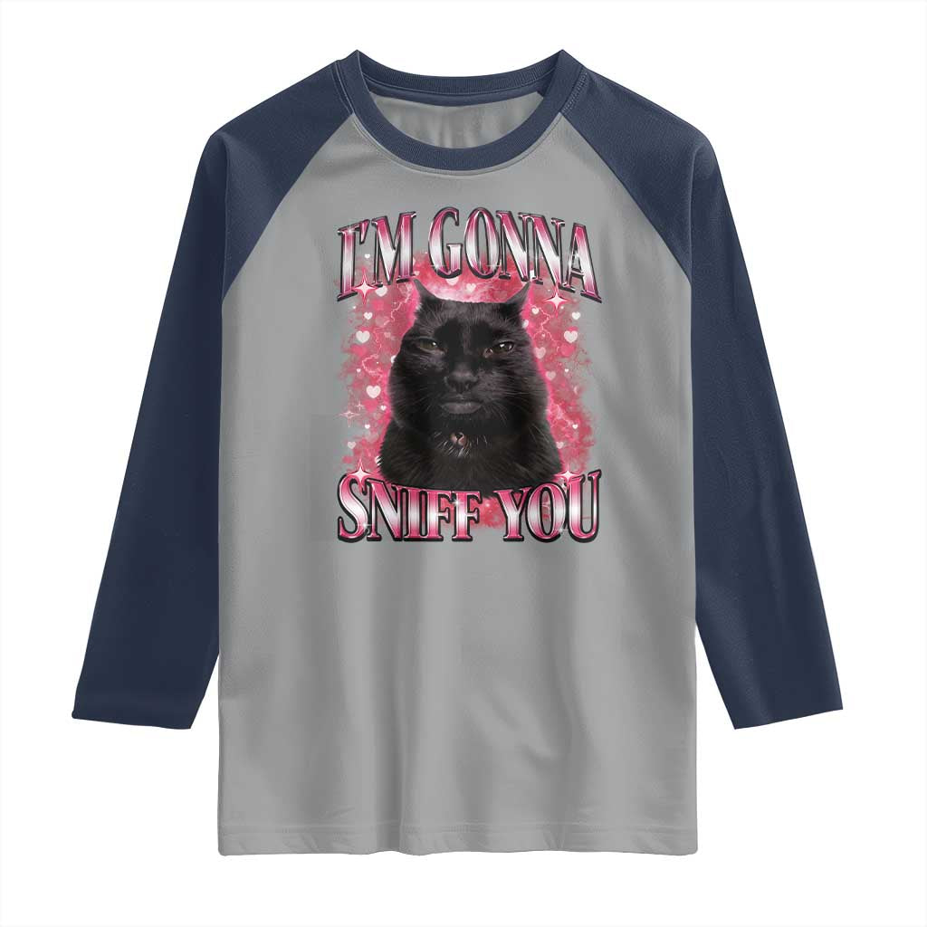 I'm Gonna Sniff You Raglan Shirt Funny Black Cat Meme