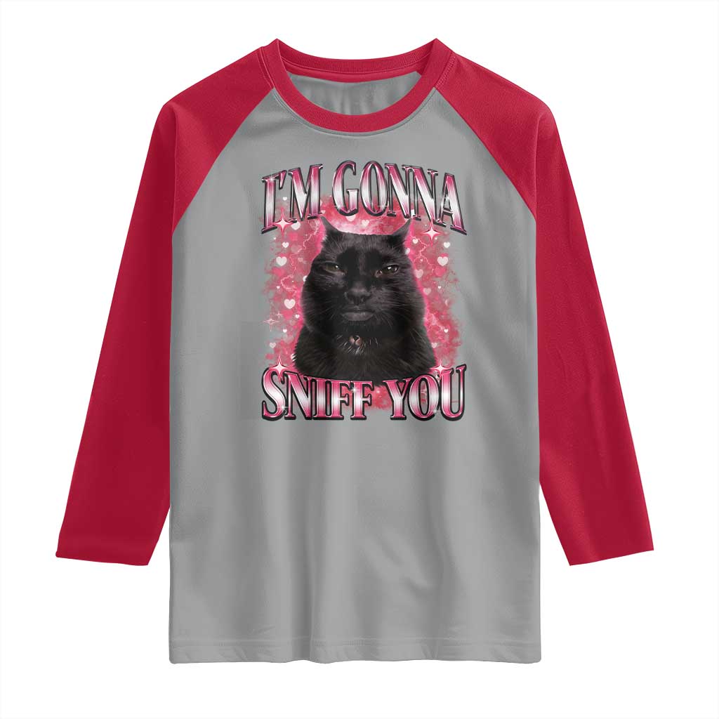 I'm Gonna Sniff You Raglan Shirt Funny Black Cat Meme