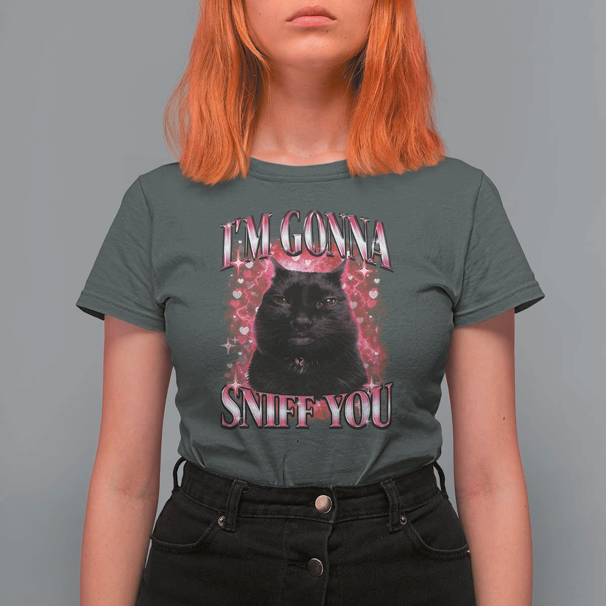 I'm Gonna Sniff You T Shirt For Women Funny Black Cat Meme