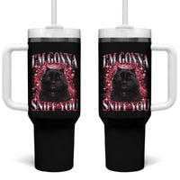 I'm Gonna Sniff You Tumbler With Handle Funny Black Cat Meme