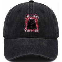I'm Gonna Sniff You Washed Cotton Baseball Cap Funny Black Cat Meme