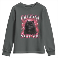 I'm Gonna Sniff You Youth Sweatshirt Funny Black Cat Meme