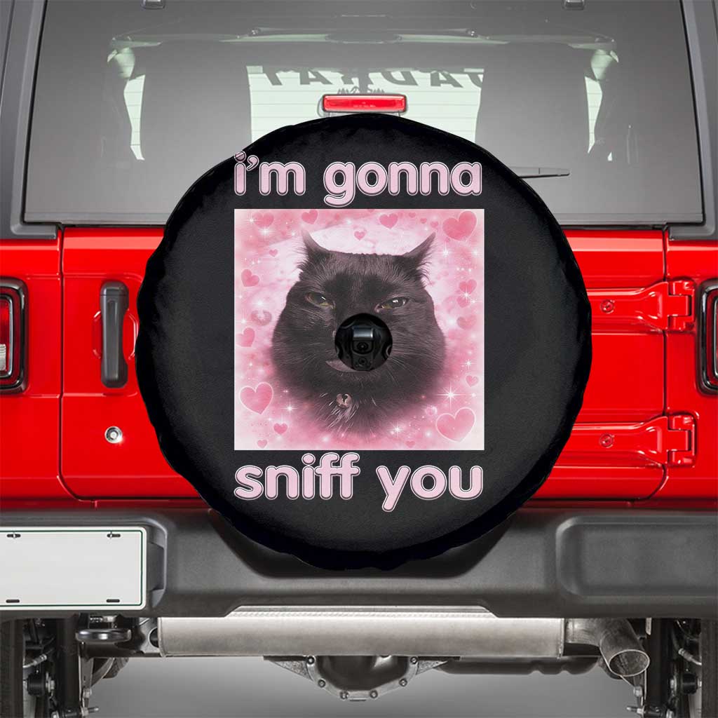 I'm Gonna Sniff You Spare Tire Cover Funny Black Cat Brainrot Meme