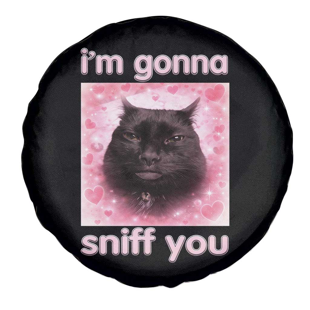 I'm Gonna Sniff You Spare Tire Cover Funny Black Cat Brainrot Meme