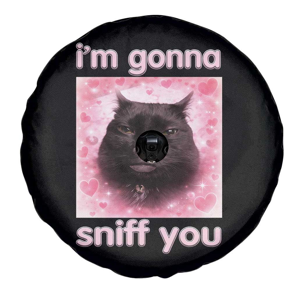 I'm Gonna Sniff You Spare Tire Cover Funny Black Cat Brainrot Meme