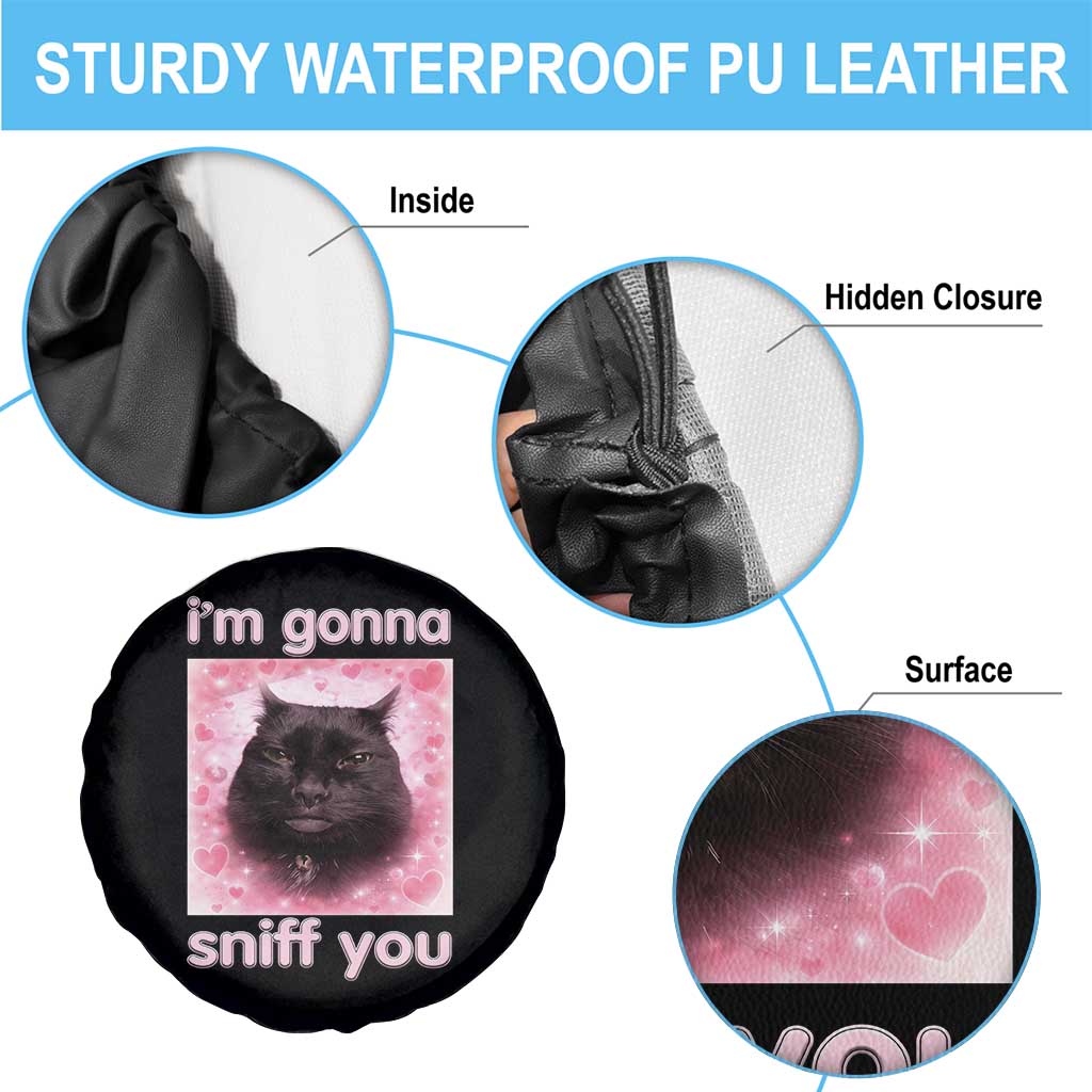 I'm Gonna Sniff You Spare Tire Cover Funny Black Cat Brainrot Meme