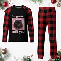 I'm Gonna Sniff You Plaid Pajama Set Funny Black Cat Brainrot Meme